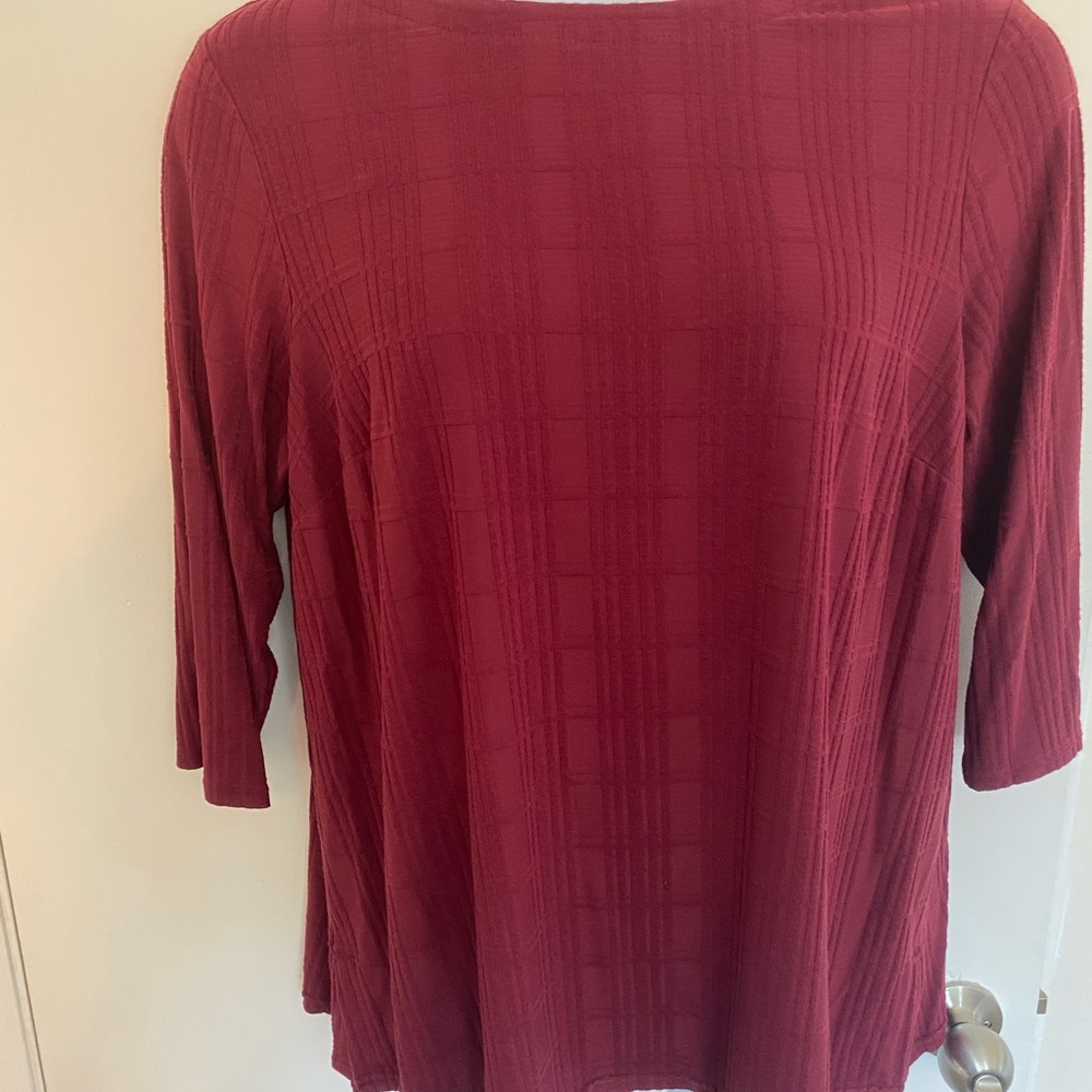 J. Jill Red Ribbed Tunic Top